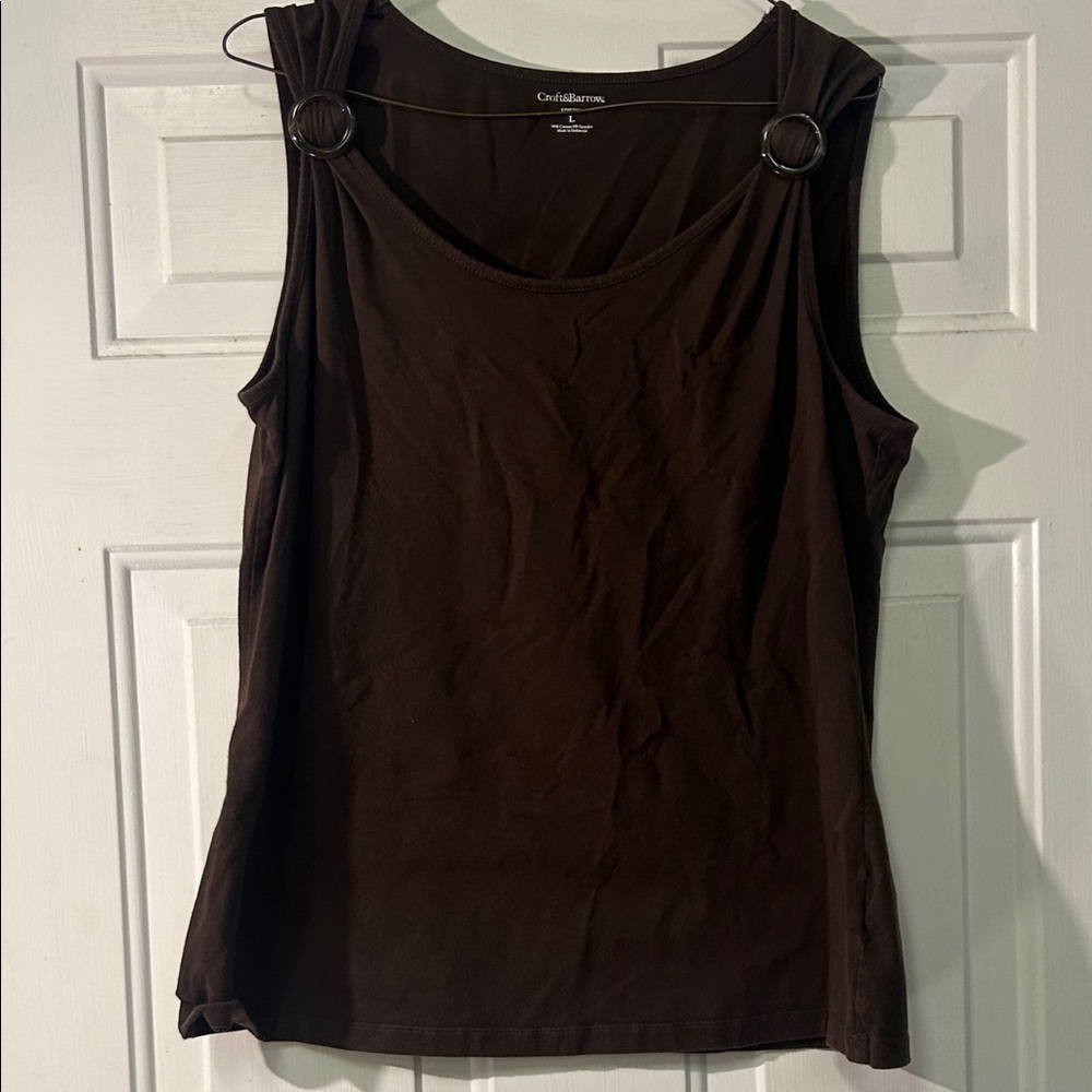 (🎣5 For $20)Croft & Barrow women’s large stretch Brown Tank Top